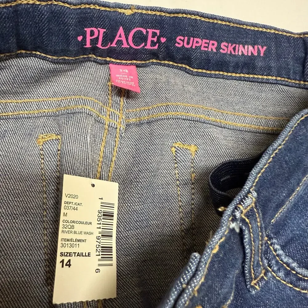 Children's Place Girls Super Skinny Dark Cuffed Jeans Size 14 NEW‎